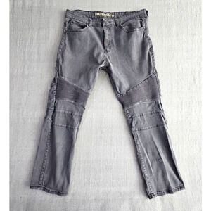 Franky Max Jeans Men's W36 L30 Tapered Gray Wash Moto Biker Reinforcement Denim